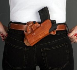 DeSantis Small of Back Holster - Right, Tan 067TA02Z0 - S&W J 36, 37, 38, 40, 42, 49, 60, 317, 331, 332, 337, 340, 342, 360, 431PD, 432PD, 442, 638, 640, 640-1, 642, 649, M&P 340/360 2in.-2in.