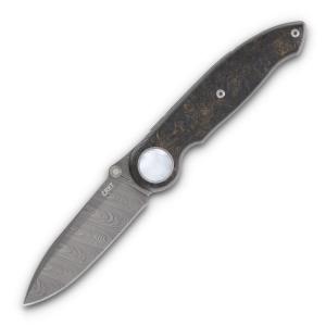 CRKT Michael Walker Pursue Linerlock Folding Knife (Dark Matter FatCarbon, Twist Damasteel) 