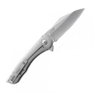 CRKT Jettison 3.26Inch Folding Frame Lock Knife Sheepsfoot Plain Edge Stainless Handle 8Cr13MoV Stonewash/Satin 794023613001