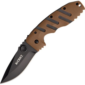 Columbia River Knife & Tool 6803DZ Ryan Model 7 Linerlock Folding Pocket Black Finish Stainless Blade Knife with Desert Tan Handles