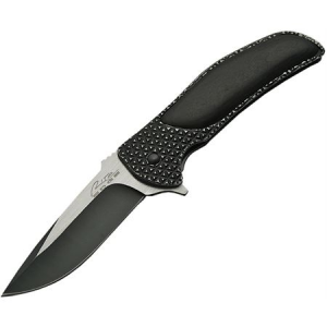 Rite Edge Knives 300361BK Assisted Opening Linerlock Folding Pocket Knife with Diamond Textured Black Aluminum Handles