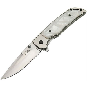 China Made 300370WH White Assisted Opening Drop Point Linerlock Folding Pocket Knife