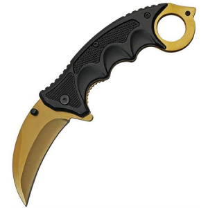 China Made 300497GD Gold Karambit Linerlock