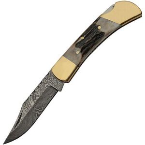 Damascus 1257SG Lockback Stag
