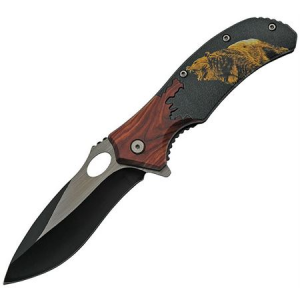 China Made 300496WF Wildlife Linerlock Wolf A/O