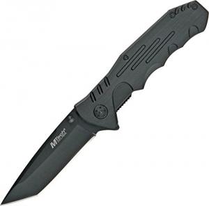 MTech USA MT-378 Folding Tactical Knife, Tanto Blade, Black Steel Handle, 4-1/2-Inch Closed 805319050148