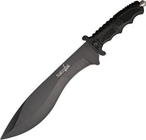 Survivor HK-717 Outdoor Fixed Blade Knife, Black Bowie Blade, Black Handle, 15-Inch Overall M4138