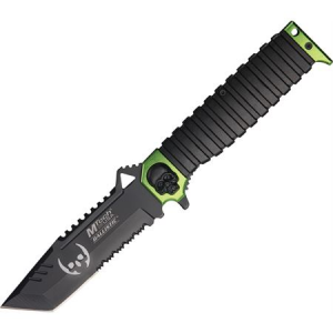 MTech A820GN Skull Tanto Assisted Opening Part Serrated Tanto Point Linerlock Folding Pocket Knife 805319075219