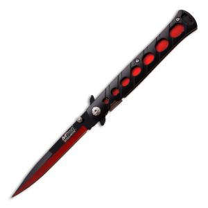 Master Cutlery MTech USA Spring Assisted Folder with Black and Red Aluminum Handle and Black and Red Coated Stainless Steel 4" Stiletto Blade Model MTA317RD 805319087120