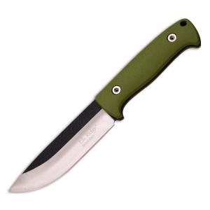Master Cutlery Elk Ridge Fixed Blade Knife with Green Nylon Fiber Handle and Black Coated and Satin Finish Stainless Steel 5.3" Drop Point Blade Model ER-555GN 805319095910