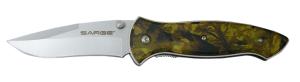 Sarge Knives Camo Aluminum Handle Belt Clip 3.25-inch SK-903 w/ GrabAGun Engraving