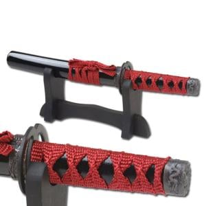 Master Cutlery Fixed Blade, 9.5in, Stainless Steel Blade, Red Cord Wrapped Handle, SW-1811BK