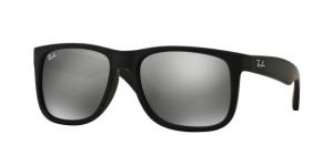 Ray-Ban JUSTIN RB4165F Sunglasses 622/6G-58 - Rubber Black Frame, Grey Mirror Silver Lenses