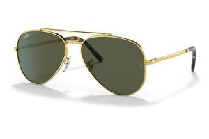 RAY BAN New Aviator Sunglasses with Legend Gold Frame and Green Lenses 8056597642637