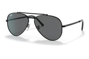 RAY BAN New Aviator Sunglasses with Black Frame and Gray Lenses 8056597650304