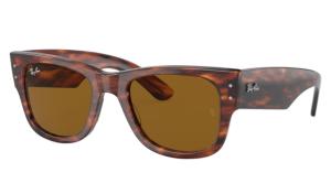 Ray-Ban RB0840S Mega Wayfarer Sunglasses, Striped Havana Frame, Brown Lens, 51, RB0840S-954-33-51 RB0840S9543351