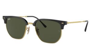 Ray-Ban RB4416 New Clubmaster Sunglasses, Black On Arista Frame, Green Lens, 51, RB4416-601-31-51 RB44166013151