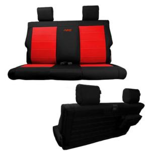 Bartact Jeep Seat Covers Rear Bench 2007-2010 Wrangler JK 2 Door Tactical Series, Black/Red, JKSC0710R2BR