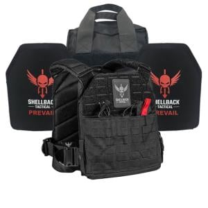 Shellback Tactical Defender 2.0 Active Shooter Armor Kit with Two Level IV 1155 Plates, Black, One Size, SBT-9040-1155-BK
