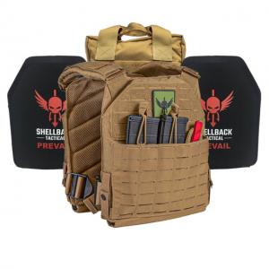 Shellback Tactical Defender 2.0 Active Shooter Armor Kit with Two Level IV 1155 Plates, Coyote, One Size, SBT-9040-1155-CT