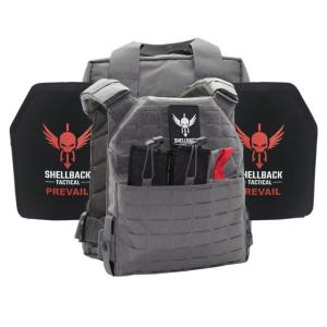 Shellback Tactical Defender 2.0 Active Shooter Armor Kit with Two Level IV 1155 Plates, Wolf Grey, One Size, SBT-9040-1155-WG