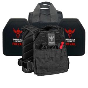 Shellback Tactical Defender 2.0 Lightweight Level IV Ceramic Plates Armor Kit, Black, One Size, SBT-9040-4SICMH-BK
