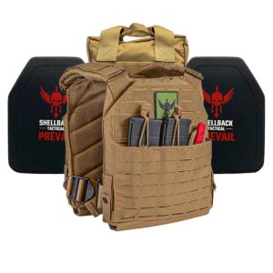 Shellback Tactical Defender 2.0 Lightweight Level IV Ceramic Plates Armor Kit, Coyote, One Size, SBT-9040-4SICMH-CT