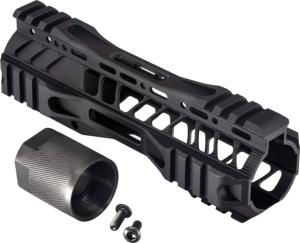 TRYBE Defense AR-15 M-LOK Extra Lightweight Quad Handguard w/ Cut Rail, 7in, Black, HDG7QCR-BL 810030588474