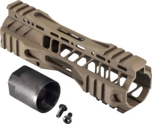 TRYBE Defense AR-15 M-LOK Extra Lightweight Quad Handguard w/ Cut Rail, 7in, Flat Dark Earth, HDG7QCR-FDE 810030588481
