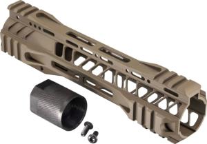 TRYBE Defense AR-15 M-LOK Extra Lightweight Quad Handguard w/ Cut Rail, 9in, Flat Dark Earth, HDG9QCR-FDE 810030588504