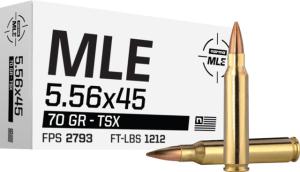 Norma MLE 5.56 70 Grain Copper-TSX FB Brass Rifle Ammo 20 Rounds 