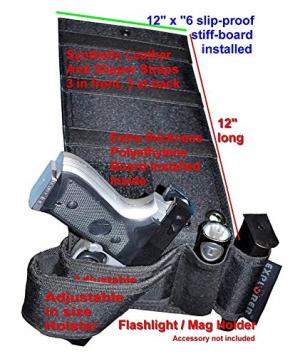 Under Mattress Bed Handgun Holster with Tactical Flashlight Loop 