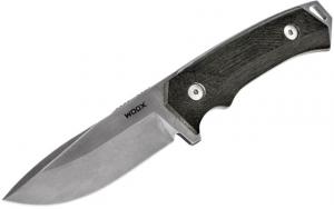 WOOX Rock 62 Fixed Black Knife, 4.25 in, Drop Point, Stonewashed, Sleipner Steel Blade, Engraved German Micarta Handle, BU.KNF001.07 810069390826