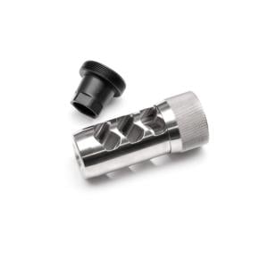 Area 419 Hellfire Self Timing Muzzle Brake, 223/6mm, 1/2-28, Raw Stainless, 419HF-SS-6MM-1228