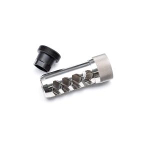 Area 419 Sidewinder Magnum Self Timing Barrel Muzzle Brake 338 Caliber, Raw Stainless, 419-SW-338-SS-3424