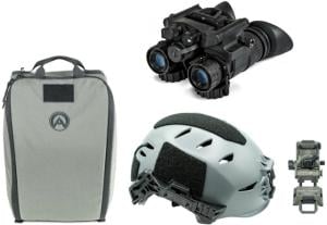 Armasight BNVD-51 Premium Kit - BNVD-51 Gen 3 Bravo Ghost White NV Binoculars Blk, Wilcox G95 Mount Gry, OG Helmet Bag Gry, TW EXFIL LTP Helmet Rail 3.0 M/L Gry 810081911351
