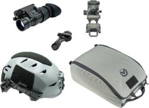 Armasight PVS-14 Premium Kit - PVS-14 Gen 3 Pinnacle Ghost White NV Monocular Gry, Wilcox G95 Mount Gry, Wilcox PVS-14 J-Arm Blk, OG Helmet Bag Gry, TW EXFIL LTP Helmet Rail 3.0, M/L Gry AGSCOGBAG1