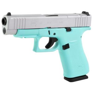Glock 48 M.O.S Semi-automatic Striker Fired Compact 9MM 4.17 in Robins Egg Blue, Silver 10 Rounds 2 Mags Fixed Sights UA4850204FRMOS-REBCS Polymer Skydas Cerakote UA4850204FRMOS-REBCS