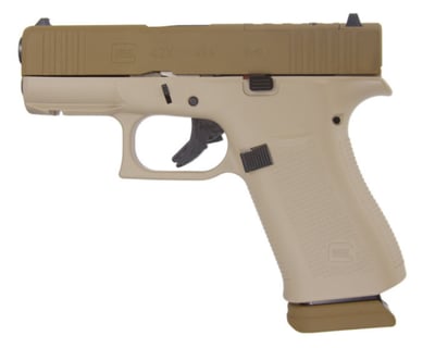Glock G43x MOS, 9MM, 3.41" Barrel, 15 RDs, Two-Tone Tan 