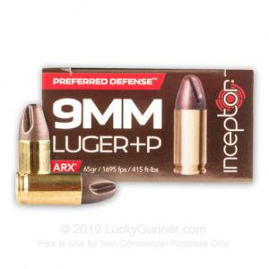 9mm - +P 65 Grain ARX - Inceptor - 25 Rounds 810678030243