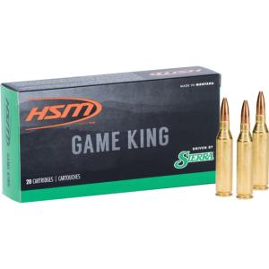 HSM Ammunition Game King 6mm Remington 100 Grain Sierra Gameking Brass Cased Centerfire Rifle Ammo, 20 Rounds, HSM-6Rem-4-N HSM6Rem4N