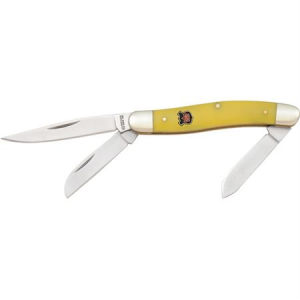 Robert Klass Knives 3328 Robert Klass Stockman Folding Pocket Knife with Yellow Synthetic Handle