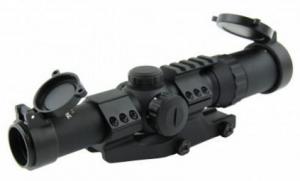 Tacfire 1-4X24 Tri Ill. CQB Scope With Cantilever Mount, Etched Glass Dot Reticle, Black SCT1424D