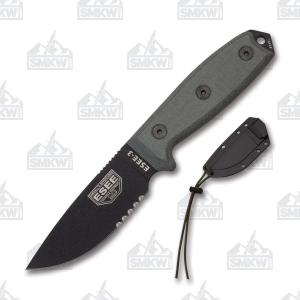 ESEE 3S B Black Blade Partially Serrated Black Sheath ESEE-3S-B