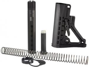 JE Machine Tech Skeleton A-Frame Adjustable Buttstock Combo, Buttstock/Castle Nut/Buffer Spring/End Plate/Gold Buffer, Mil-Spec, Black, PS-ST4B+PS-BTM combo