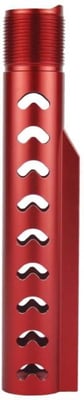 JE Machine Tech DPMS Platform MIL-SPEC Skeletonized Buffer Tube, Arrow Pattern, Red, PS-BTM3RED