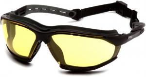 Pyramex Isotope Safety Glasses w/Amber H2MAX Anti-Fog Lens, Black, GB9430STM