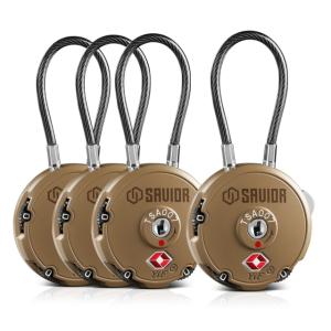 Savior Equipment 3 Digit Cable Lock, 4 Pack, Dark FDE, Small, LK-ROUND-TN-FOURPK LKROUNDTNFOURPK