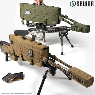 Savior Equipment 20" MOLLE Tactical Rifle Scope Carry Case & Muzzle Cover w/Hook Backing, Padded 600D Heavy Duty Polyster to Protect Firearm During Transportation, Tan SP-SMC-TN