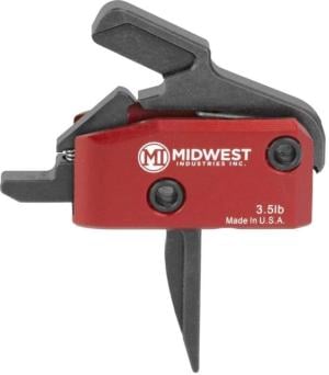 Midwest Industries Enhanced AR15 Drop-In Trigger, Flat, 3.5lb Pull Single Stage w/Anti Walk Pins, Black, MI-TRIGGER-F 812102033639